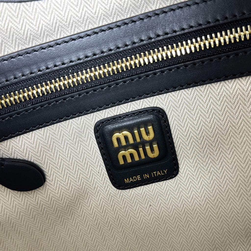 MIU MIU HOBO 40 TOTE IN PATCHWORK BLACK CALFSKIN