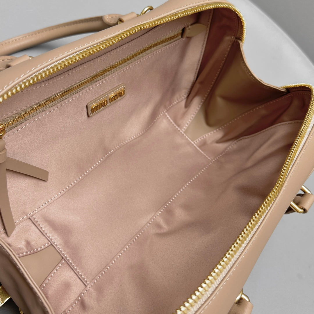 MIU MIU RESTRO SMALL 27 IN TAUPE PINK IN CALFSKIN