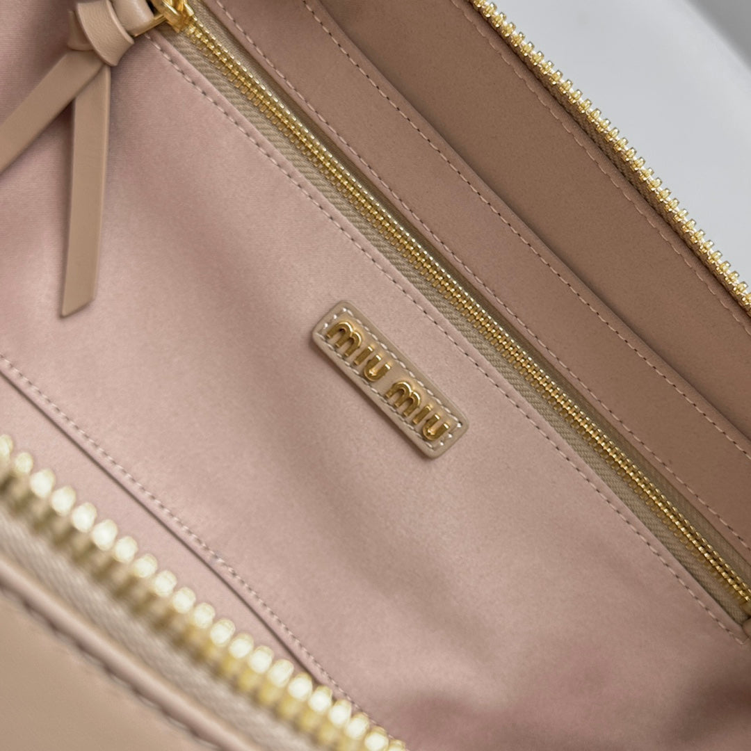 MIU MIU RESTRO SMALL 27 IN TAUPE PINK IN CALFSKIN