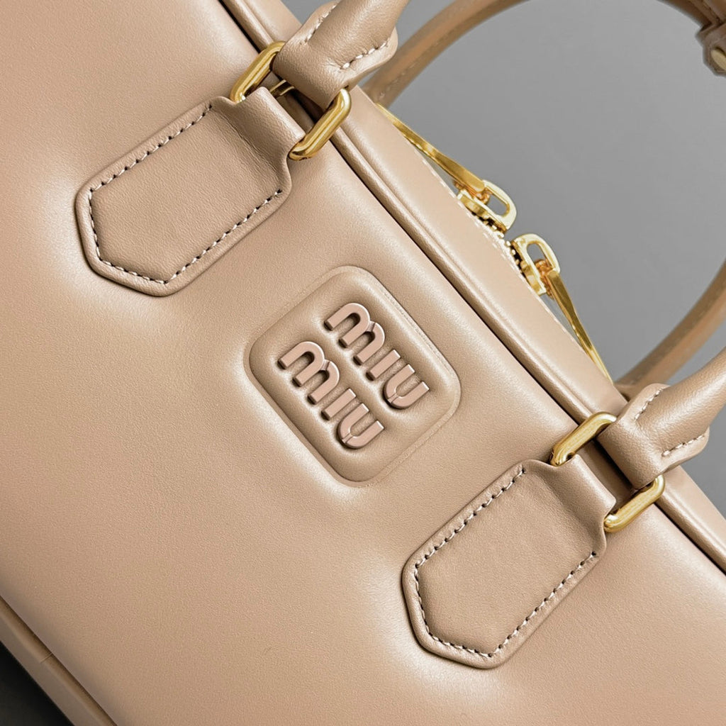 MIU MIU RESTRO SMALL 27 IN TAUPE PINK IN CALFSKIN