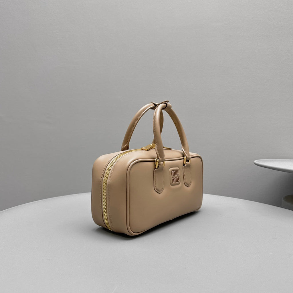 MIU MIU RESTRO SMALL 27 IN TAUPE PINK IN CALFSKIN