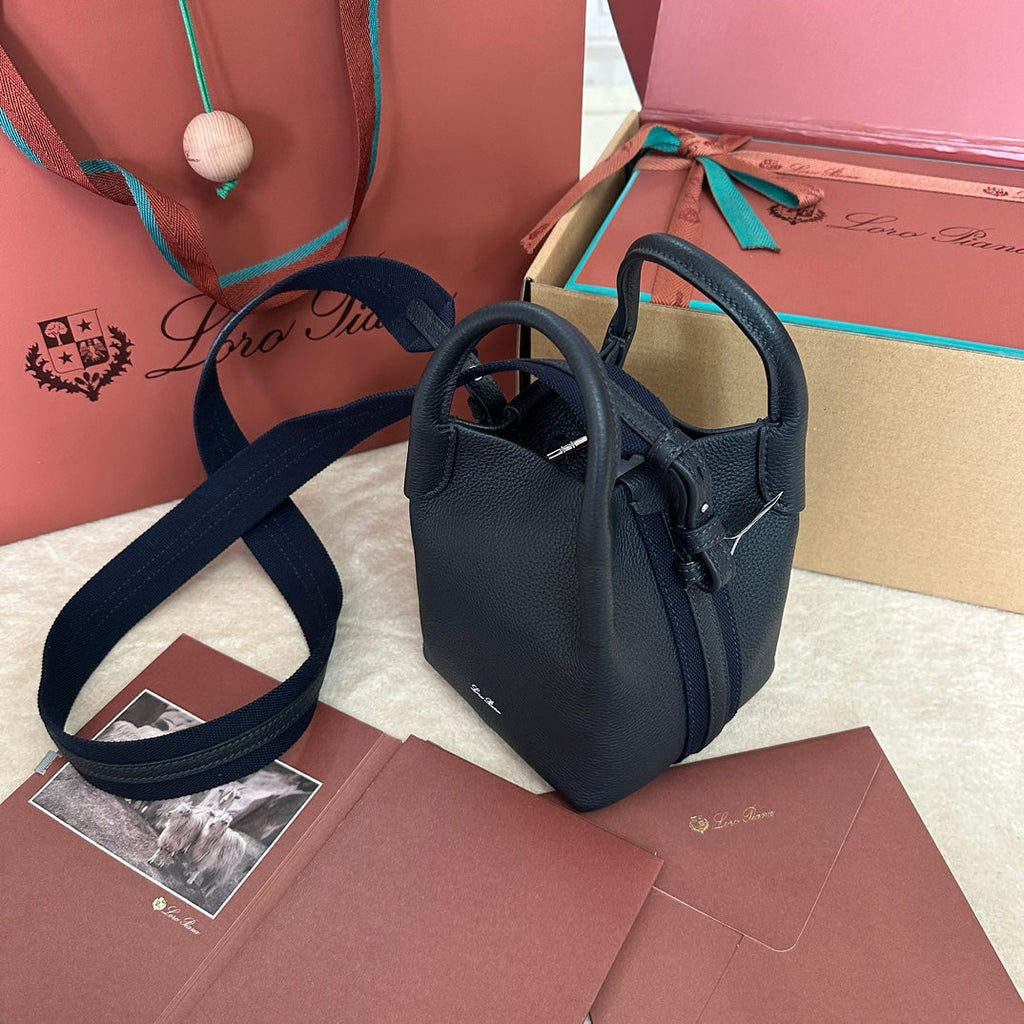 LORO PIANA MICRO BALE BAG IN DARK BLUE CALFSKIN 226599