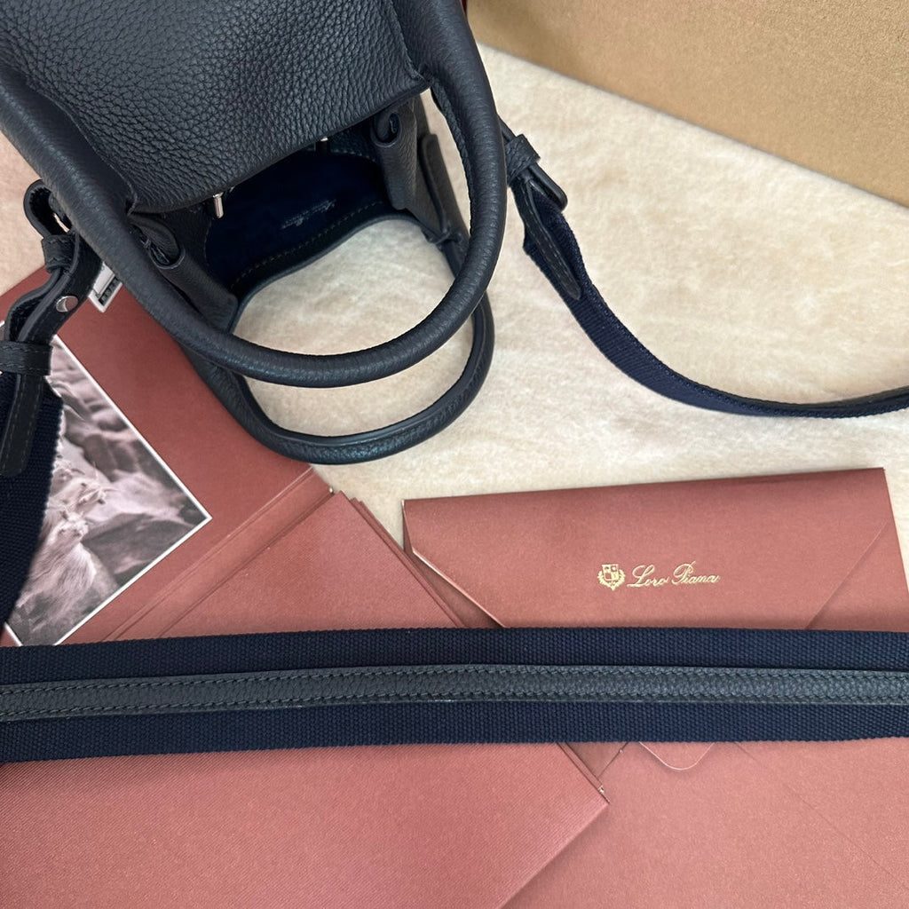 LORO PIANA MICRO BALE BAG IN DARK BLUE CALFSKIN 226599