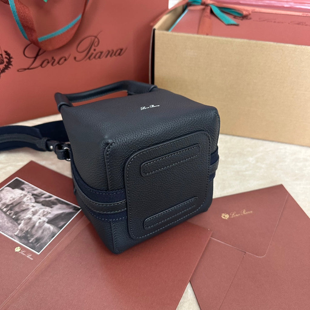 LORO PIANA MICRO BALE BAG IN DARK BLUE CALFSKIN 226599