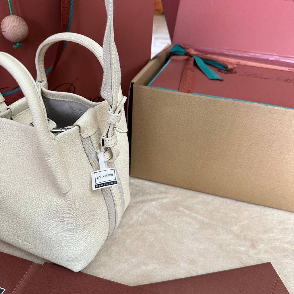 LORO PIANA MICRO BALE BAG IN WHITE CALFSKIN