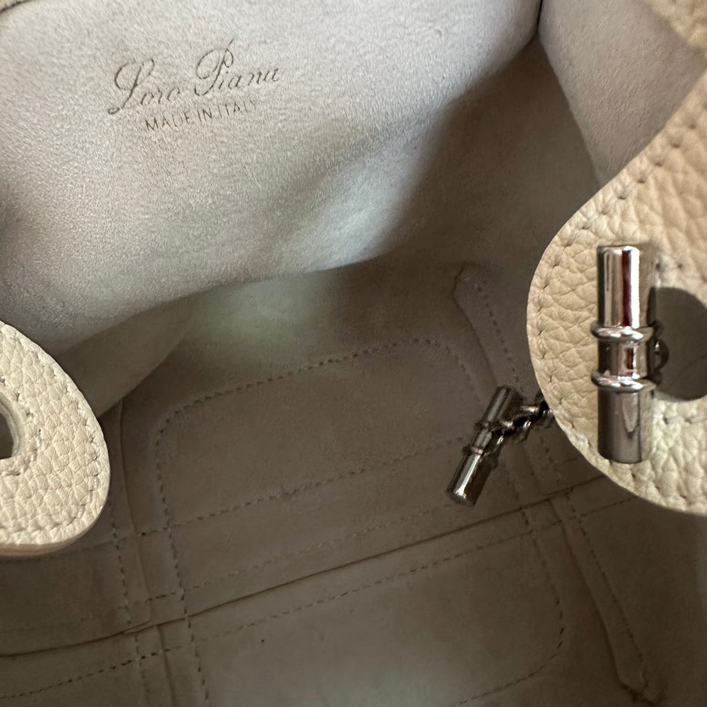 LORO PIANA MICRO BALE BAG IN WHITE CALFSKIN