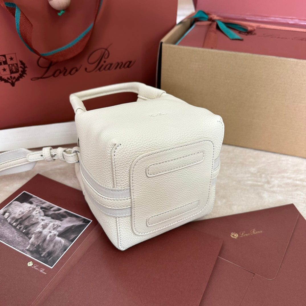 LORO PIANA MICRO BALE BAG IN WHITE CALFSKIN