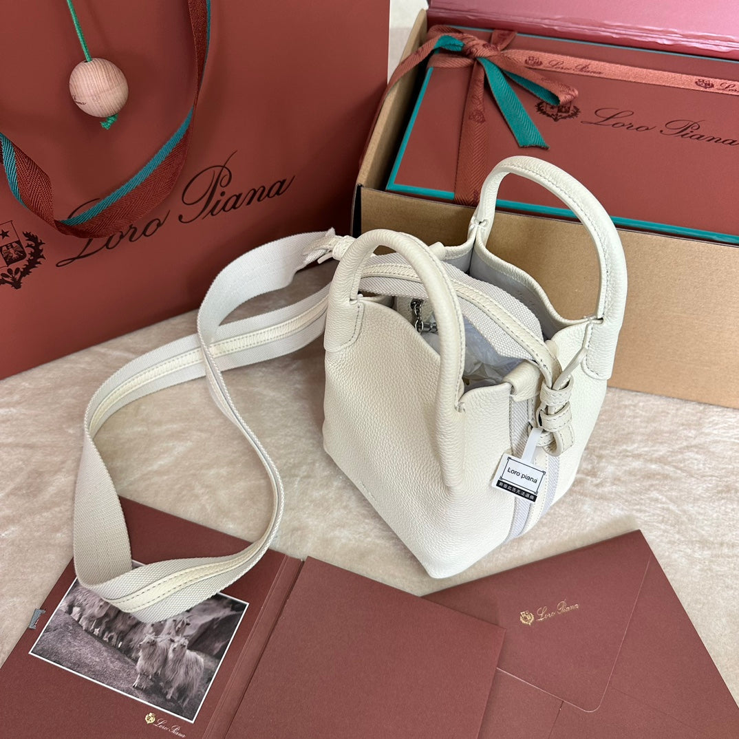 LORO PIANA MICRO BALE BAG IN WHITE CALFSKIN