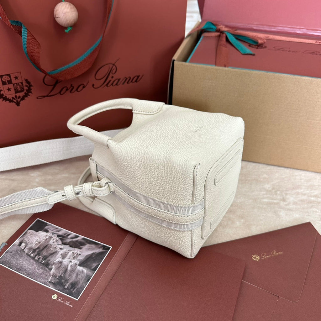 LORO PIANA MICRO BALE BAG IN WHITE CALFSKIN
