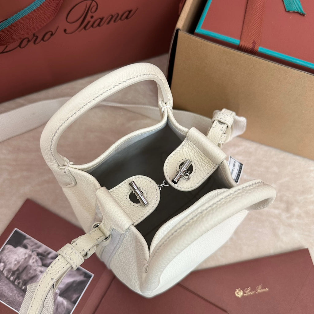 LORO PIANA MICRO BALE BAG IN WHITE CALFSKIN