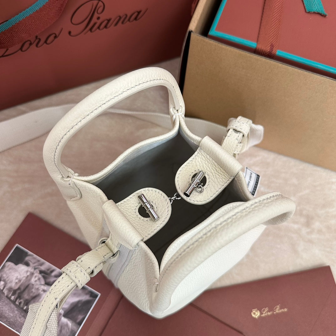 LORO PIANA MICRO BALE BAG IN WHITE CALFSKIN