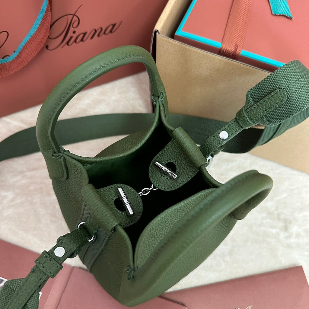 LORO PIANA MICRO BALE BAG IN ARMY GREEN CALFSKIN