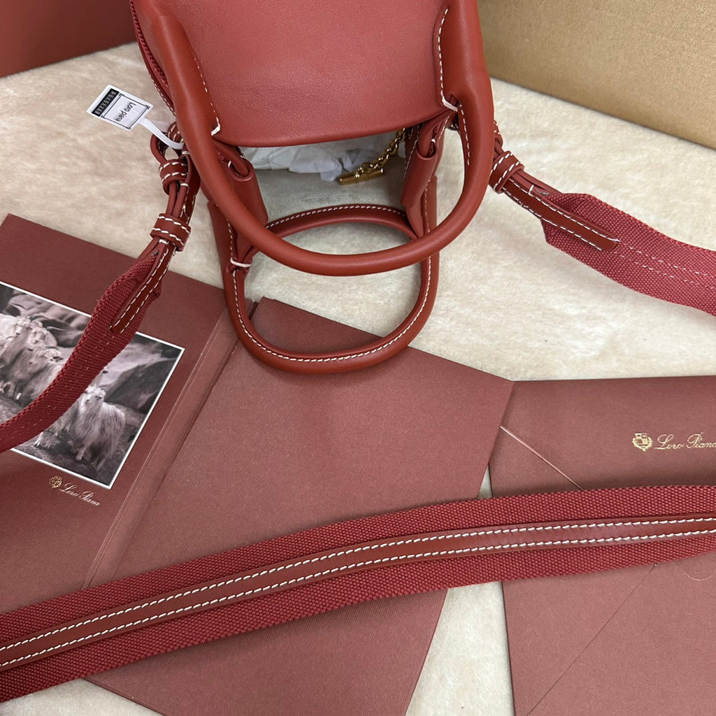 LORO PIANA MICRO BALE BAG IN MARS RED CALFSKIN