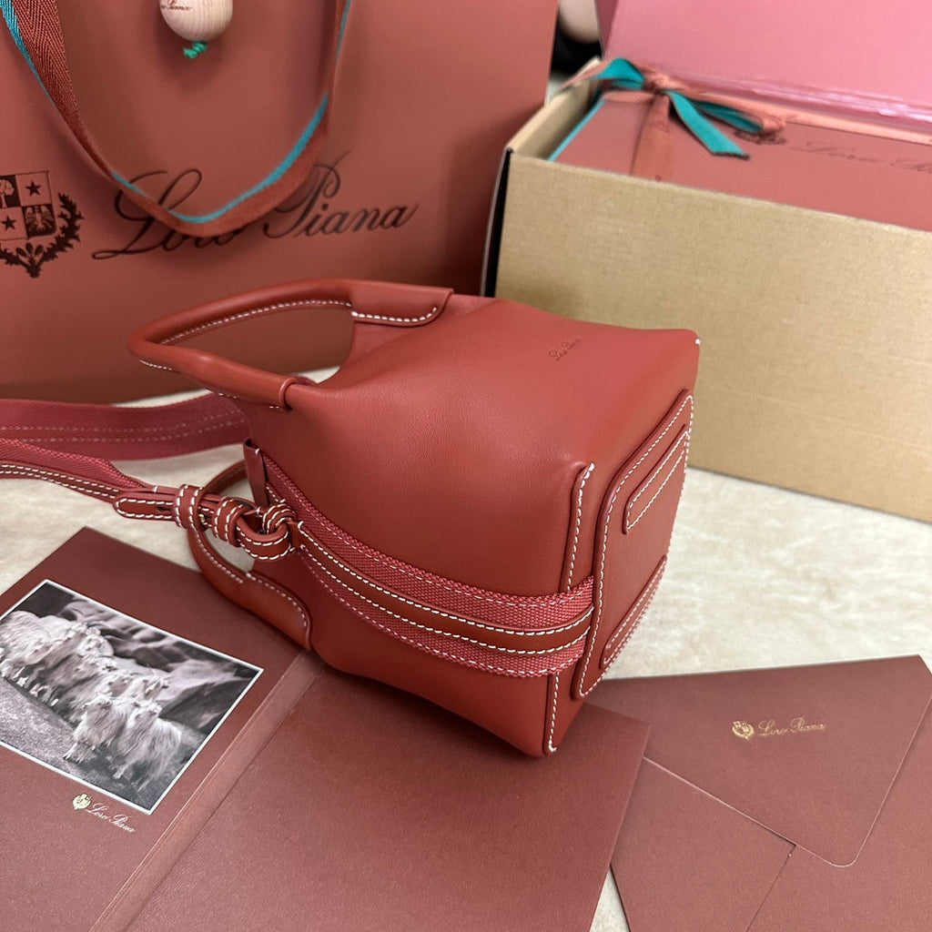 LORO PIANA MICRO BALE BAG IN MARS RED CALFSKIN