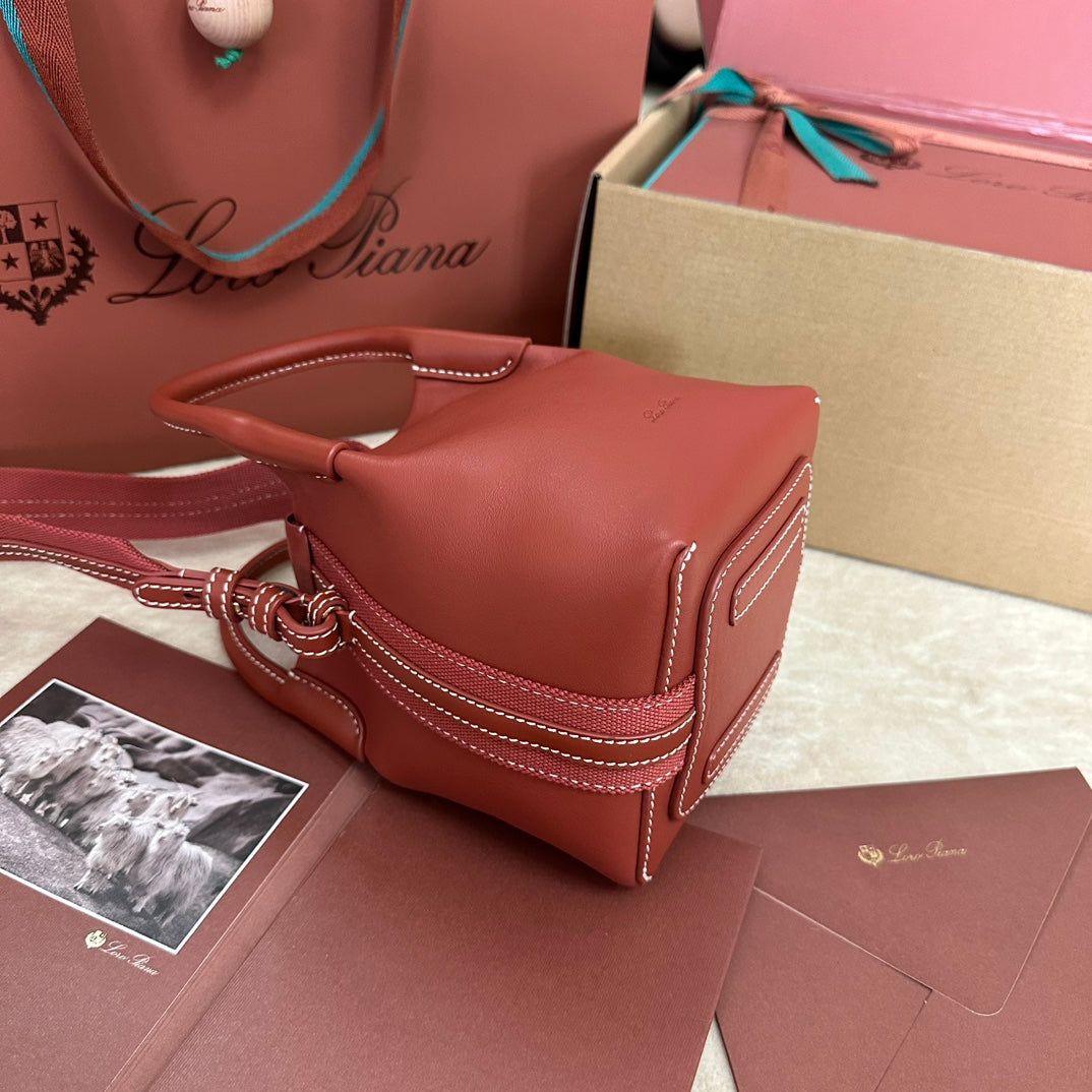 LORO PIANA MICRO BALE BAG IN MARS RED CALFSKIN