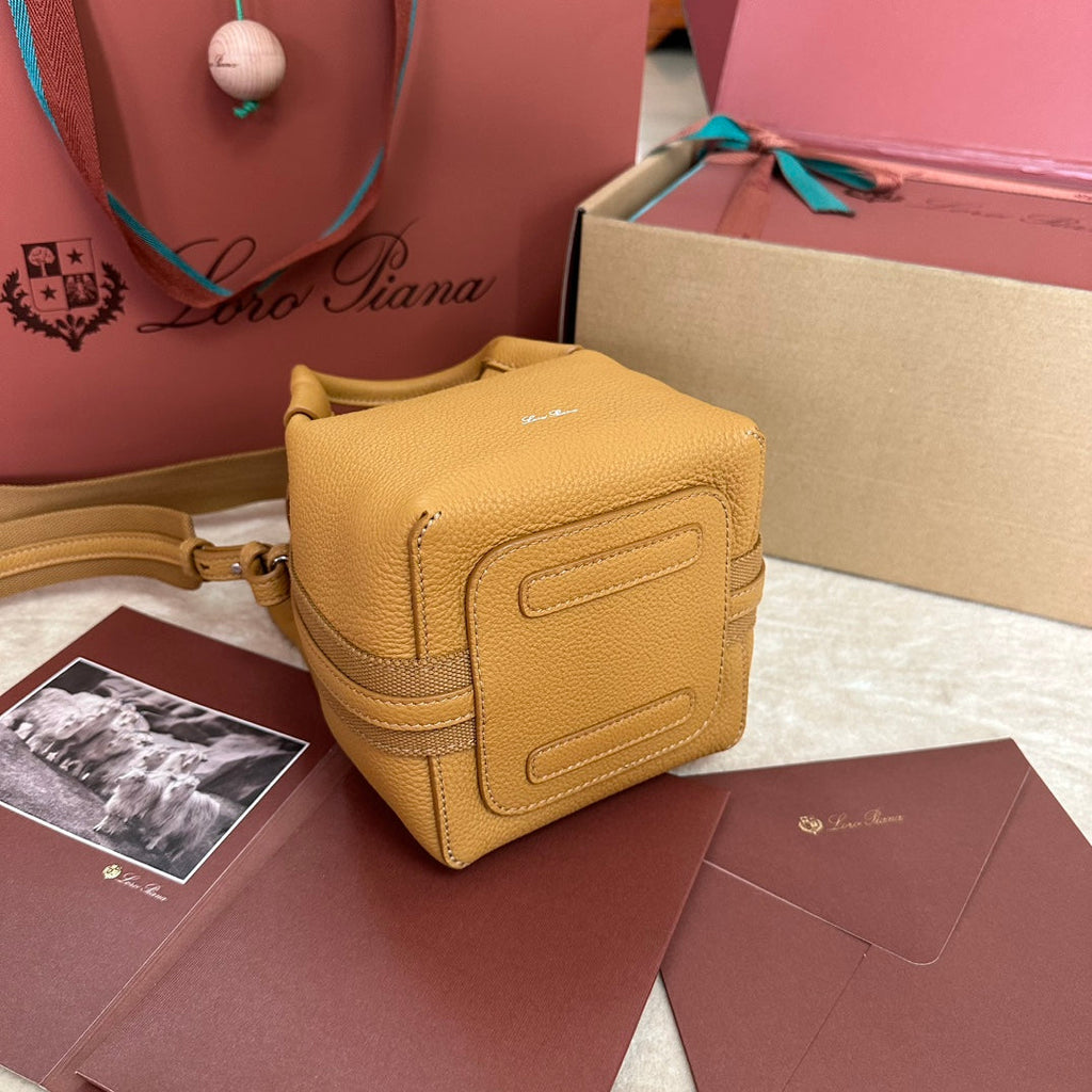 LORO PIANA MICRO BALE BAG IN MUSTARD YELLOW CALFSKIN