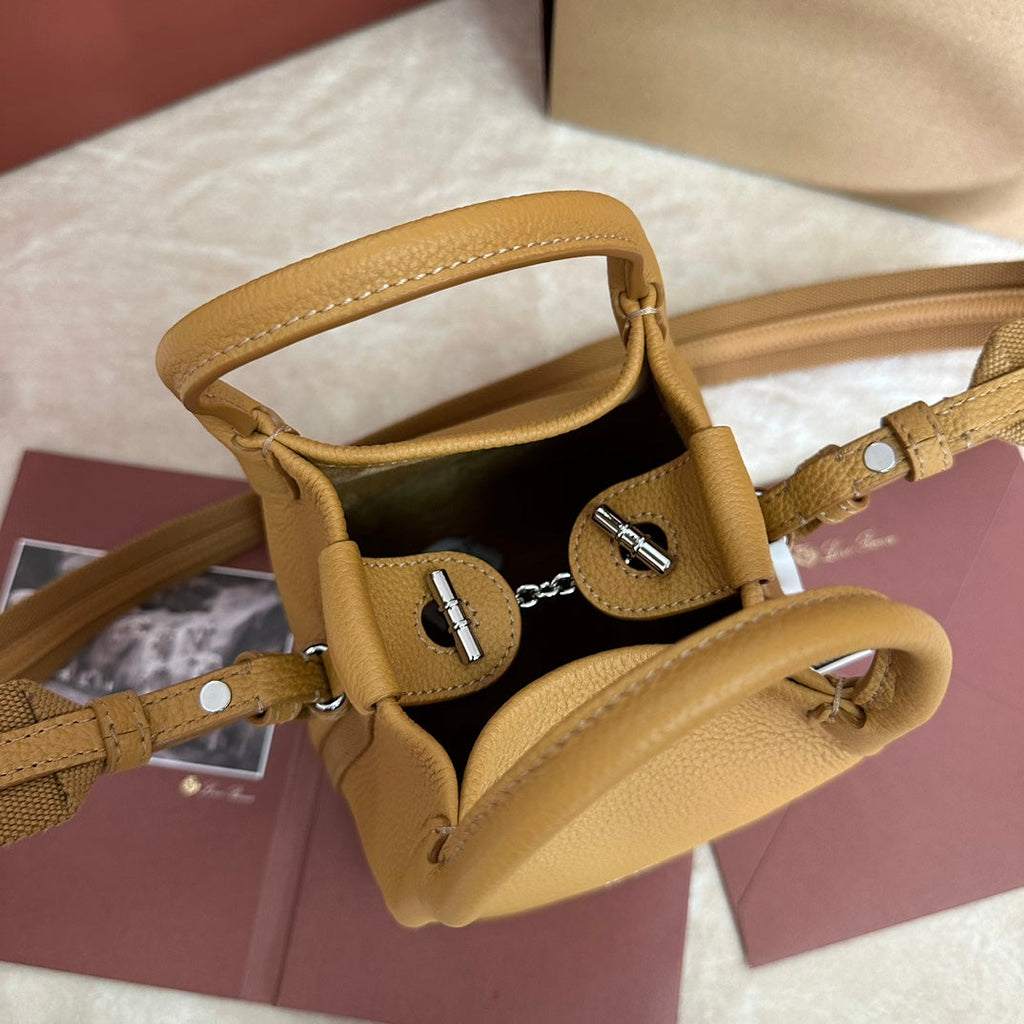LORO PIANA MICRO BALE BAG IN MUSTARD YELLOW CALFSKIN