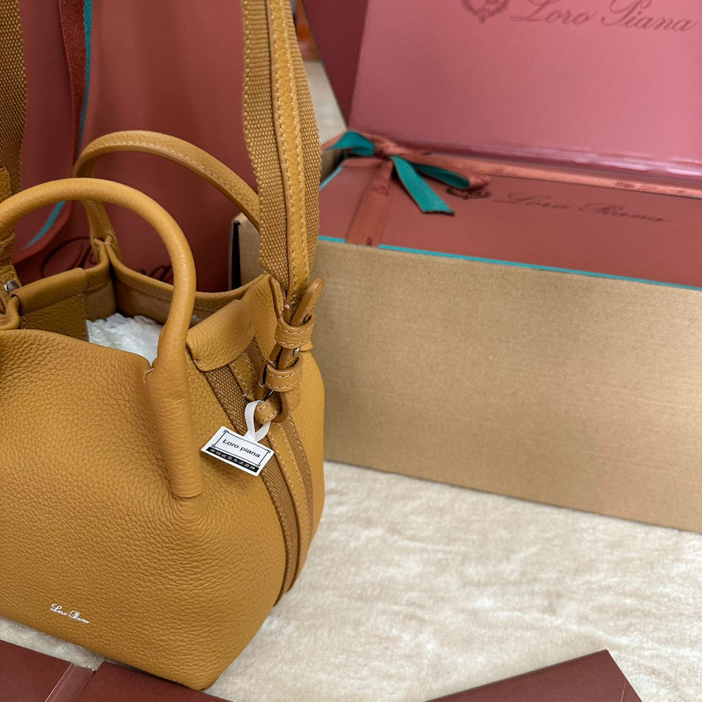 LORO PIANA MICRO BALE BAG IN MUSTARD YELLOW CALFSKIN