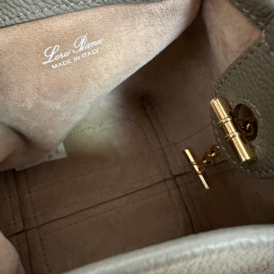 LORO PIANA MICRO BALE BAG IN BASIL GREEN CALFSKIN
