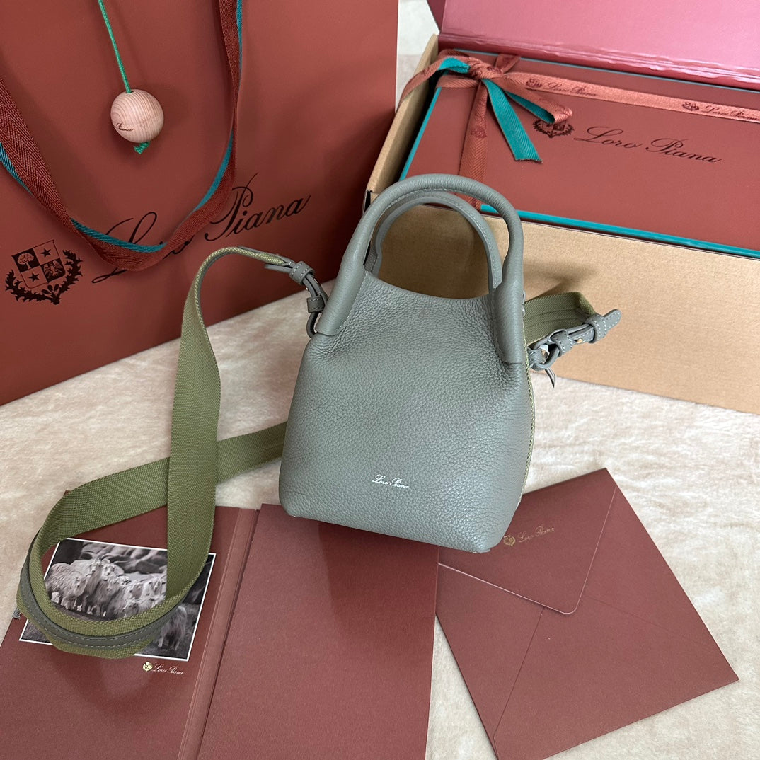 LORO PIANA MICRO BALE BAG IN BASIL GREEN CALFSKIN