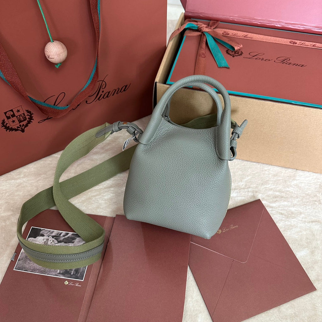 LORO PIANA MICRO BALE BAG IN BASIL GREEN CALFSKIN