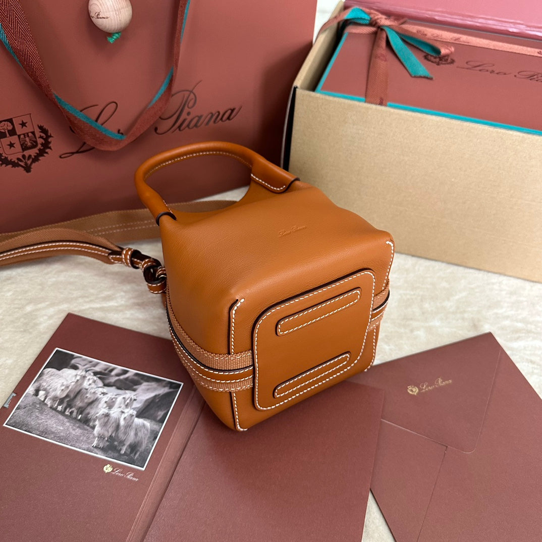 LORO PIANA MICRO BALE BAG IN TIGER ORANGE CALFSKIN