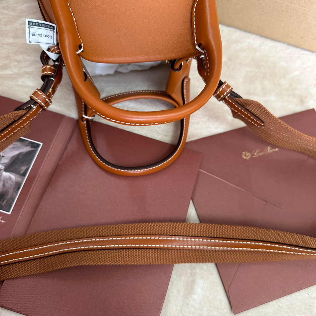 LORO PIANA MICRO BALE BAG IN TIGER ORANGE CALFSKIN