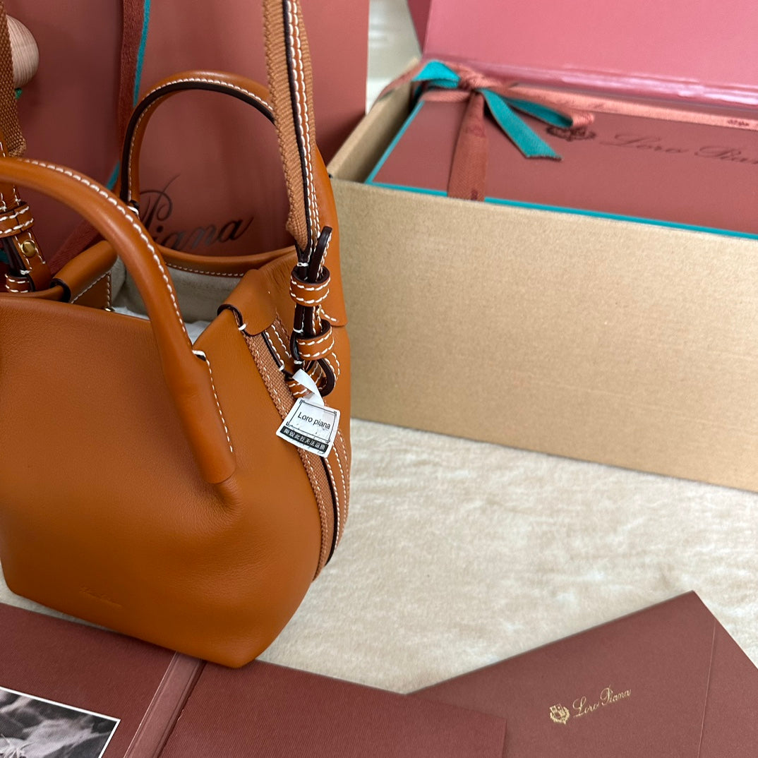 LORO PIANA MICRO BALE BAG IN TIGER ORANGE CALFSKIN