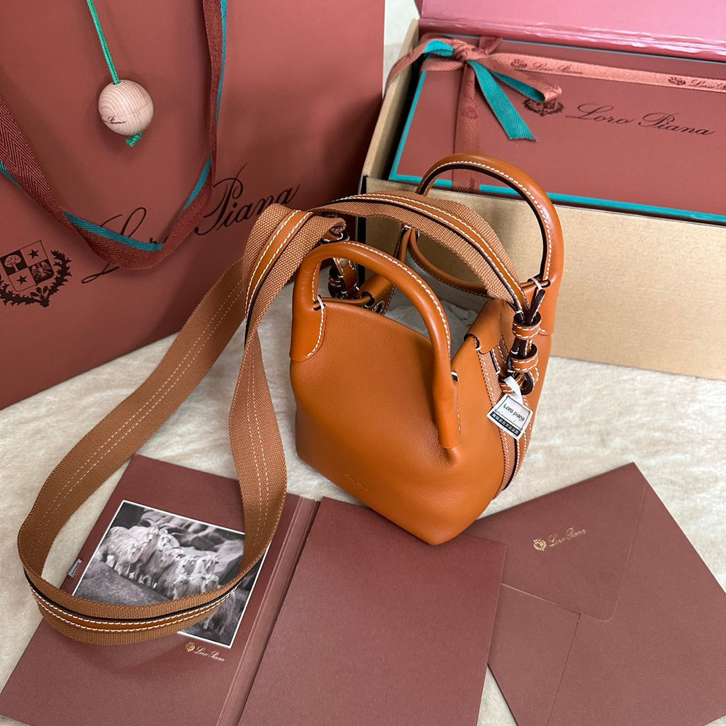 LORO PIANA MICRO BALE BAG IN TIGER ORANGE CALFSKIN