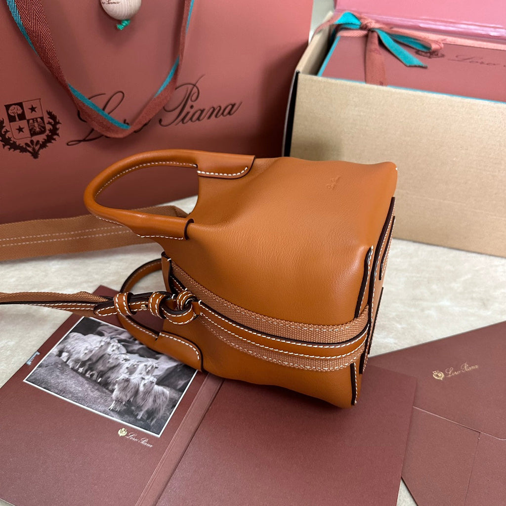 LORO PIANA MICRO BALE BAG IN TIGER ORANGE CALFSKIN