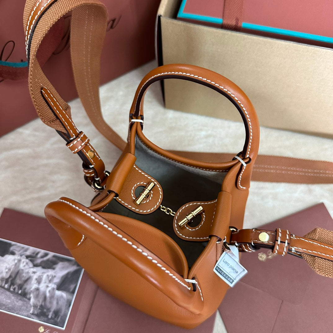 LORO PIANA MICRO BALE BAG IN TIGER ORANGE CALFSKIN