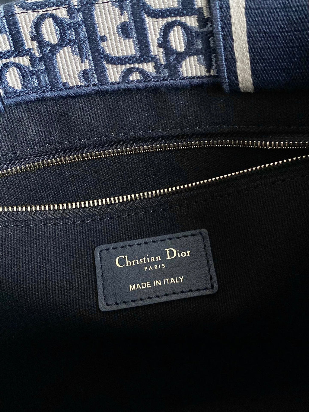 DIOR MINI BOOK TOTE 26 BLUE OBLIQUE EMBROIDERY
