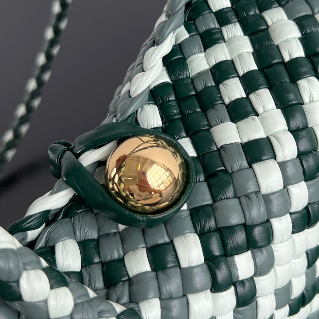 BOTTEGA VENETA MINI TOSCA 20 IN WHITE MIX GREEN CALFSKIN