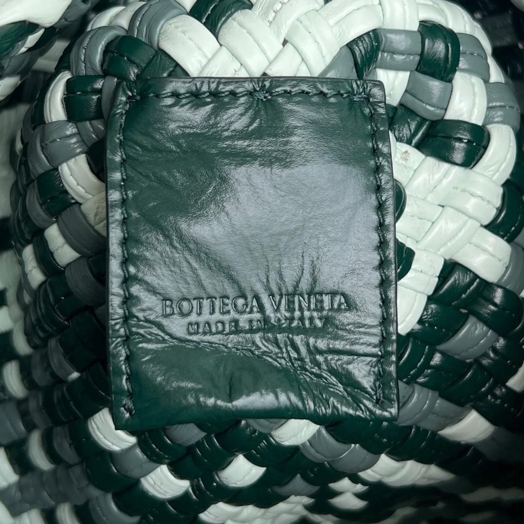 BOTTEGA VENETA MINI TOSCA 20 IN WHITE MIX GREEN CALFSKIN