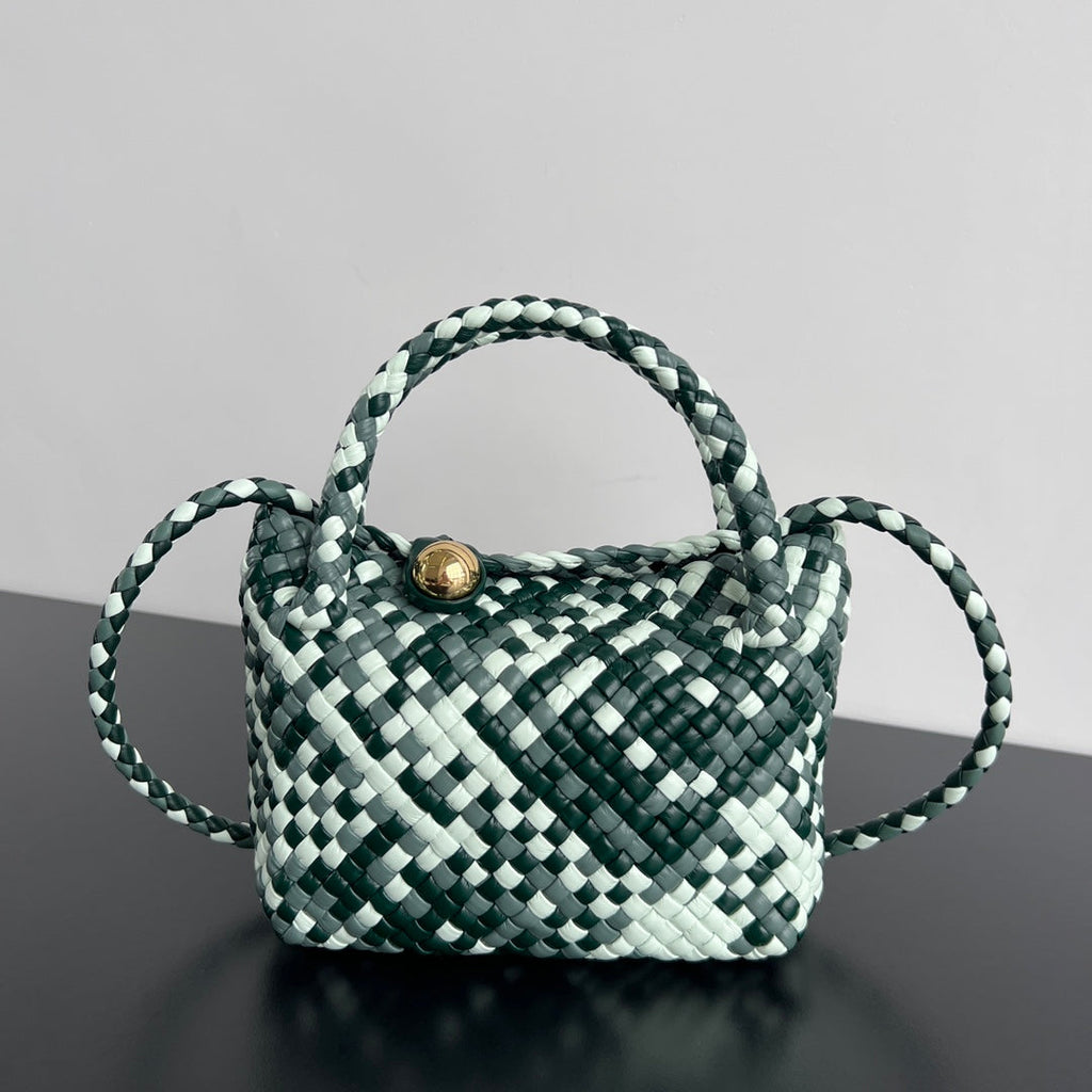 BOTTEGA VENETA MINI TOSCA 20 IN WHITE MIX GREEN CALFSKIN