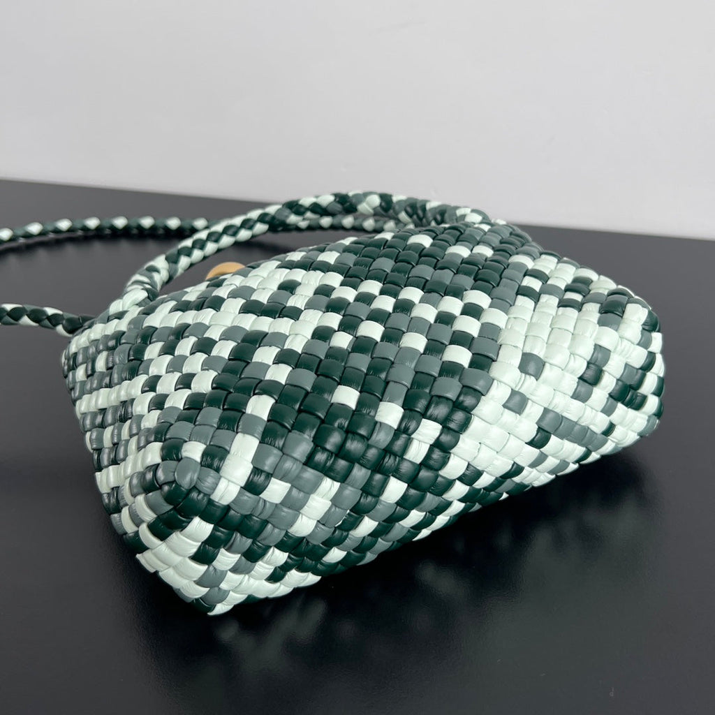 BOTTEGA VENETA MINI TOSCA 20 IN WHITE MIX GREEN CALFSKIN