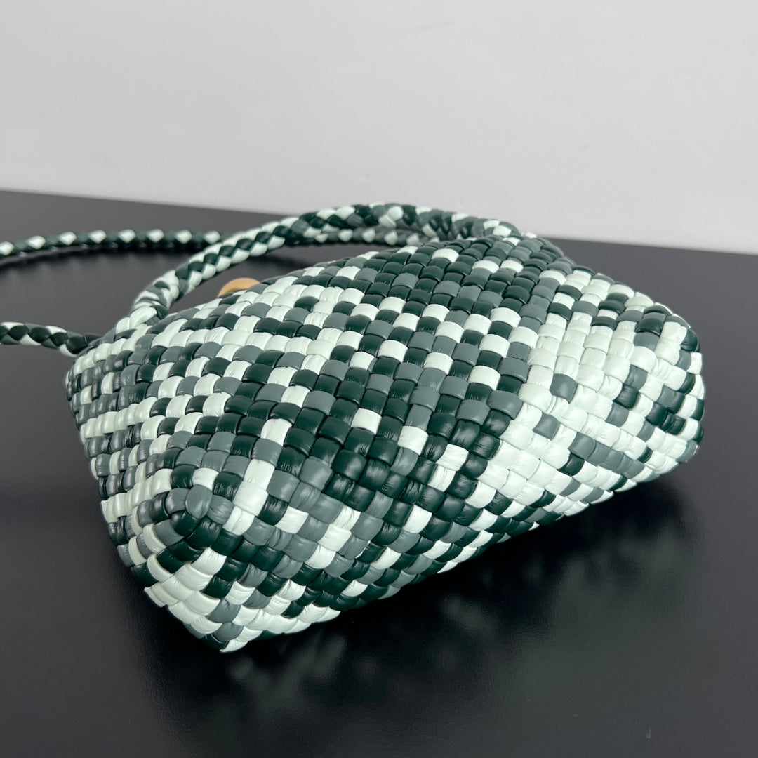 BOTTEGA VENETA MINI TOSCA 20 IN WHITE MIX GREEN CALFSKIN