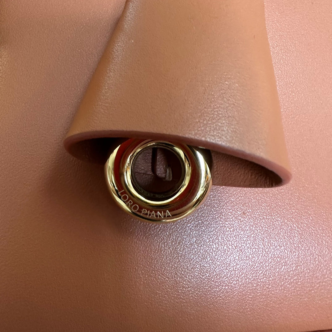 LORO PIANA EXTRA BAG L27 IN GINGER ORANGE SMOOTH CALFSKIN WITH GOLD HARDWARE