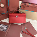 LORO PIANA EXTRA POCKET L19 IN CHERRY RED CALFSKIN WITH SILVER HARDWARE
