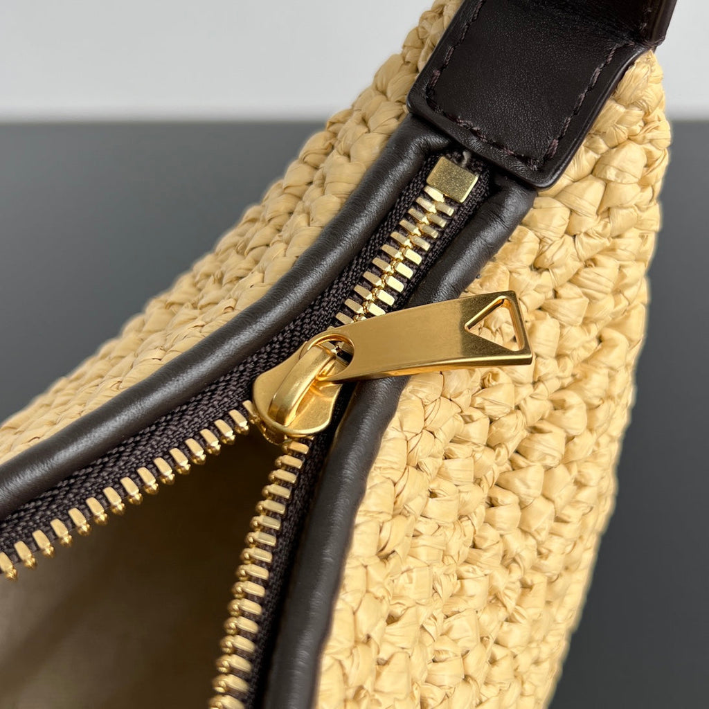 BOTTEGA VENETA MINI WALLACE 20 BAG IN NATURAL RAFFIA CROCHET