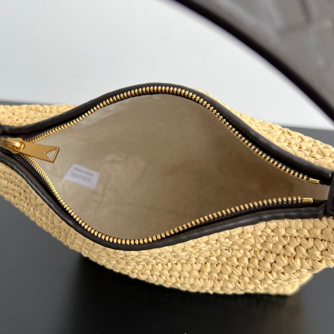 BOTTEGA VENETA MINI WALLACE 20 BAG IN NATURAL RAFFIA CROCHET