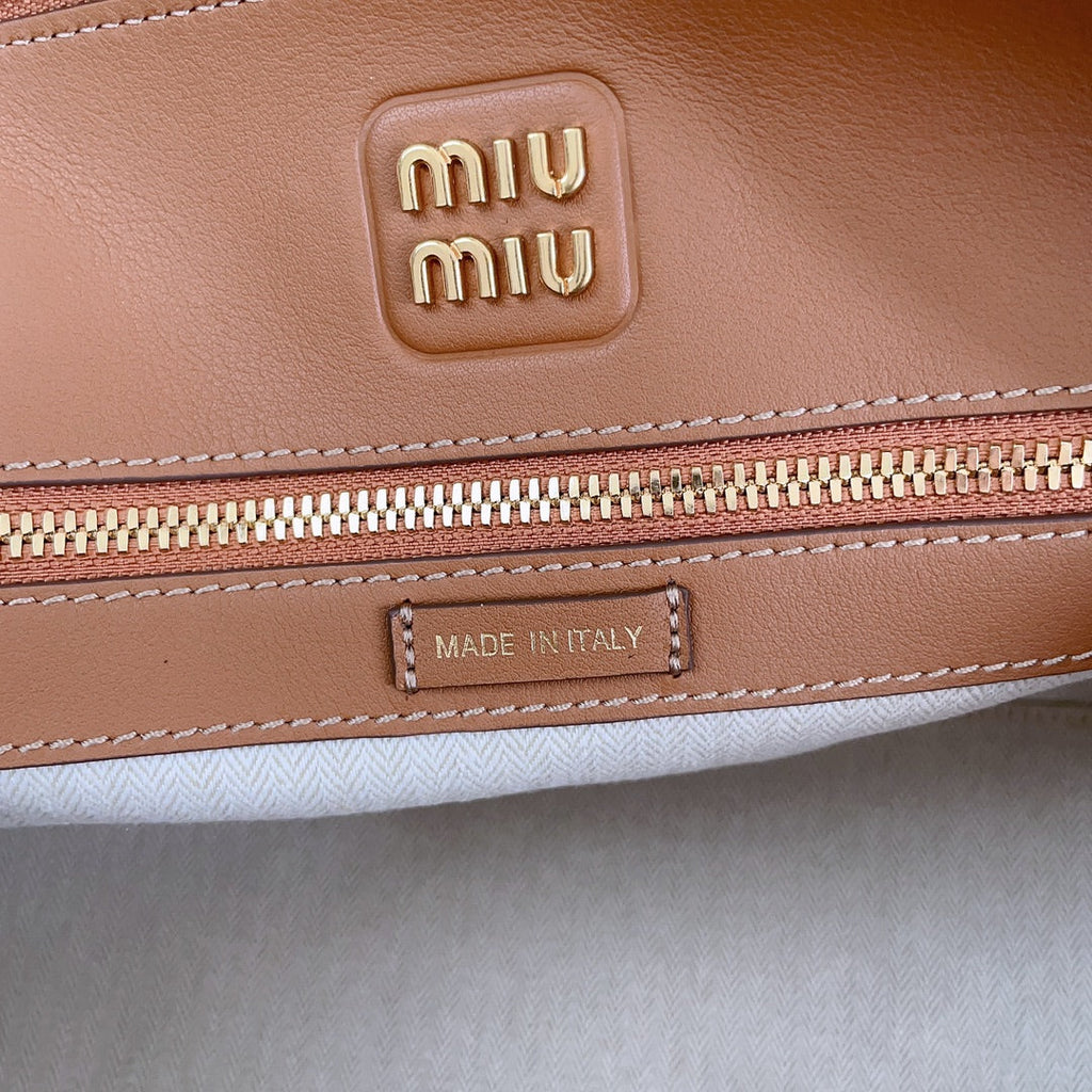 MIU MIU MEDIUM SHELL BAG 33 IN BRONZE BROWN CALFSKIN