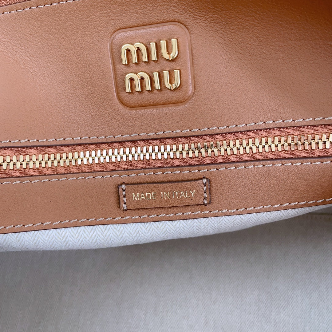 MIU MIU MEDIUM SHELL BAG 33 IN BRONZE BROWN CALFSKIN