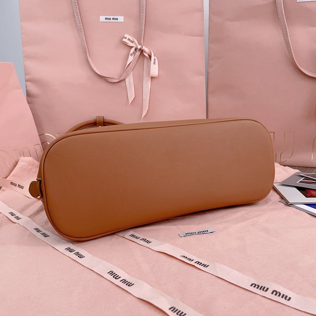 MIU MIU MEDIUM SHELL BAG 33 IN BRONZE BROWN CALFSKIN