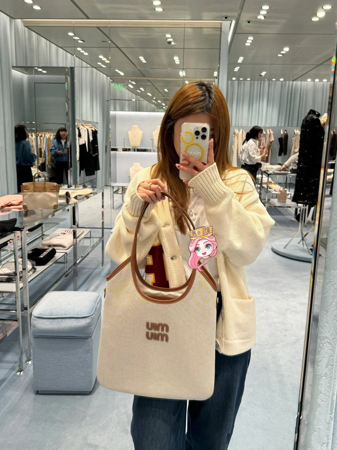 MIU MIU IVY 40 TOTE IN WHITE CANVAS