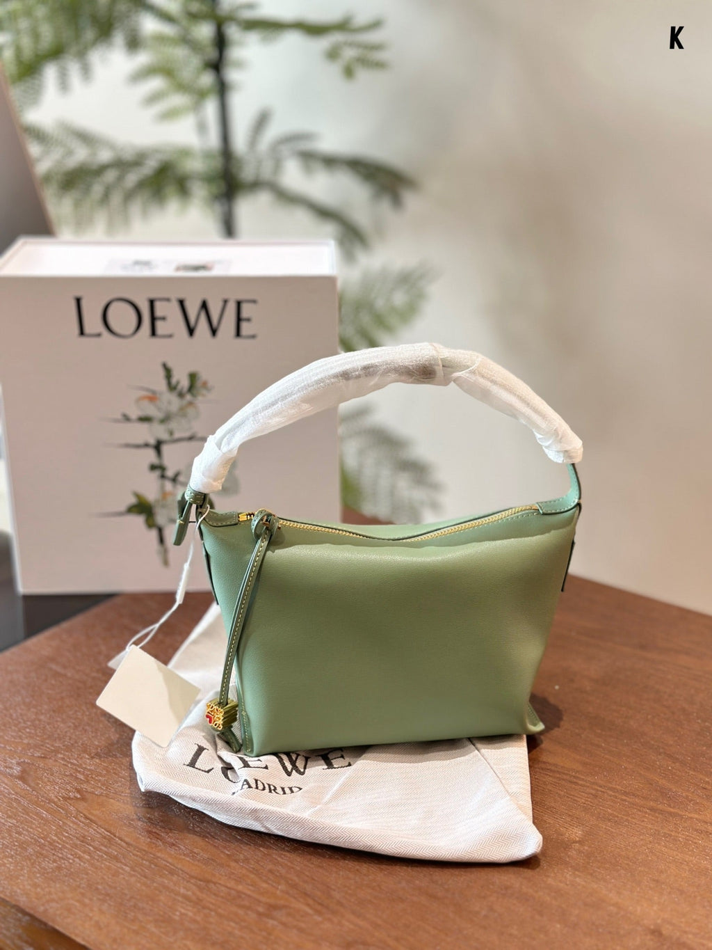 LOEWE LOE LUNA HOBO 20 BAG IN GREEN MINT CALFSKIN