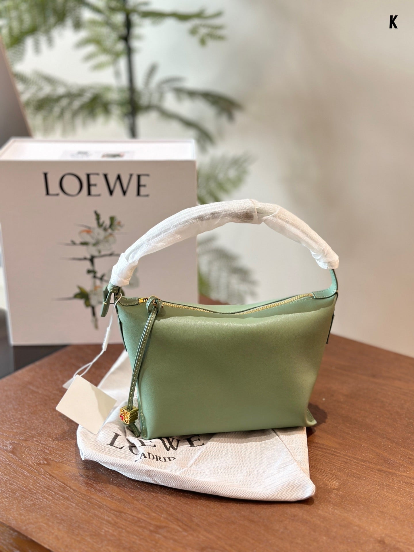 LOEWE LOE LUNA HOBO 20 BAG IN GREEN MINT CALFSKIN