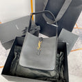 SAINT LAURENT LE 5 À 7 SMALL SUPPLE 23 IN GRAY LAMBSKIN GOLD BUCKLE