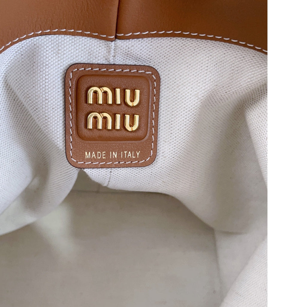 MIU MIU BUCKET BAG 29 IN BRONZE BROWN CALFSKIN