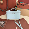 LORO PIANA EXTRA POCKET L19 IN LIGHT BLUE CALFSKIN WITH SILVER HARDWARE